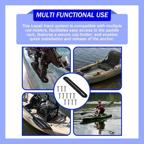 Kayak Track Mount 4 Pack — Dual-Length Set (2 x 9 10-Hole + 2 x 10.5 12-Hole) Low-Profile Kayak Rail Tracks for Rod Holders, Paddle Holders, Cup Holders, Cleats, Transducers in Kuwait