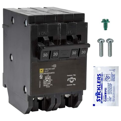 Genuine Square D HOMT230230 Quad Tandem Circuit Breaker Kit (1 Pack), Double 2-Pole, 30 Amp (30A), 120/240V, 10kAIC, UL Listed, Plug-on Space Saver for Homeline Load Centers & Panel Box in Kuwait