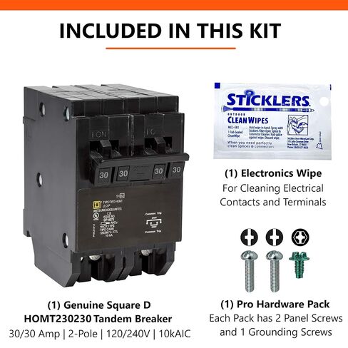 Genuine Square D HOMT230230 Quad Tandem Circuit Breaker Kit (1 Pack), Double 2-Pole, 30 Amp (30A), 120/240V, 10kAIC, UL Listed, Plug-on Space Saver for Homeline Load Centers & Panel Box in Kuwait