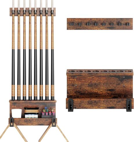 حامل عصا حمام السباحة، حامل مجموعة عصا حمام السباحة، حامل مجموعة عصا حمام السباحة لـ 6 أعواد تخزين، منظم معدات ملحقات طاولات البلياردو، ملحقات البلياردو لغرف الألعاب والنوادي ولاعبي البلياردو، بني in Kuwait