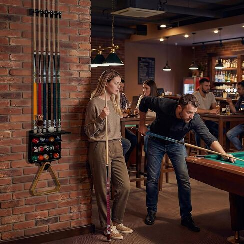 حامل عصا حمام السباحة على الحائط | 6 حامل جديلة مع حامل الكرة ومسند العصا | لوح هندسي من مادة البولي بروبيلين بقشرة من ألياف الكربون | حامل عصا البلياردو لملحقات غرفة الألعاب وطاولة البلياردو in Kuwait