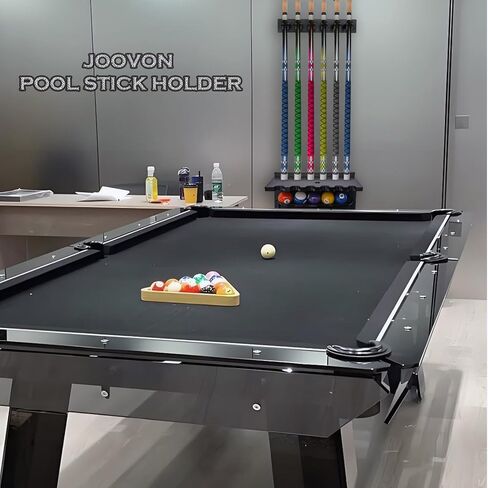 حامل عصا حمام السباحة على الحائط | 6 حامل جديلة مع حامل الكرة ومسند العصا | لوح هندسي من مادة البولي بروبيلين بقشرة من ألياف الكربون | حامل عصا البلياردو لملحقات غرفة الألعاب وطاولة البلياردو in Kuwait