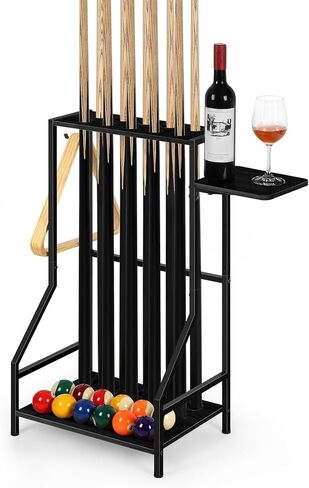 smusei Pool Stick Holder Pool Cue Holder Wood Pool Cue Stick Rack Floor Stand Cue Stick Holder For Billiard Room Game Room Club Pool Table Accessories Holds 10 Cues, Black in Saudi Arabia