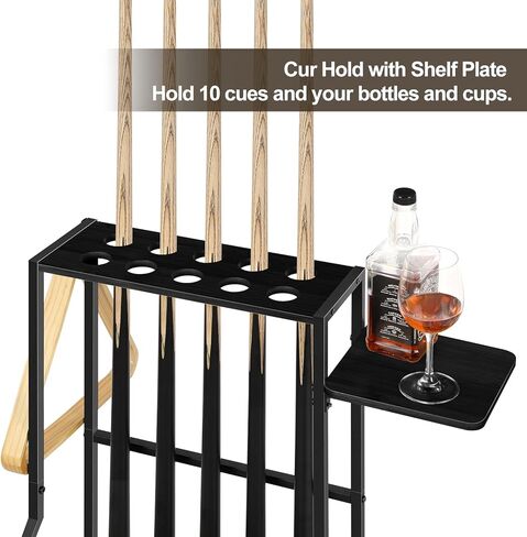 smusei Pool Stick Holder Pool Cue Holder Wood Pool Cue Stick Rack Floor Stand Cue Stick Holder For Billiard Room Game Room Club Pool Table Accessories Holds 10 Cues, Black in Saudi Arabia