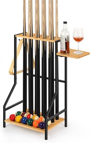 smusei Pool Stick Holder Pool Cue Holder Wood Pool Cue Stick Rack Floor Stand Cue Stick Holder For Billiard Room Game Room Club Pool Table Accessories Holds 10 Cues, Black in Saudi Arabia
