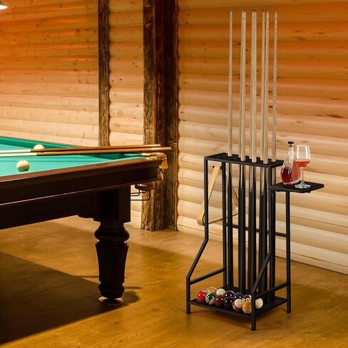 smusei Pool Stick Holder Pool Cue Holder Wood Pool Cue Stick Rack Floor Stand Cue Stick Holder For Billiard Room Game Room Club Pool Table Accessories Holds 10 Cues, Black in Saudi Arabia