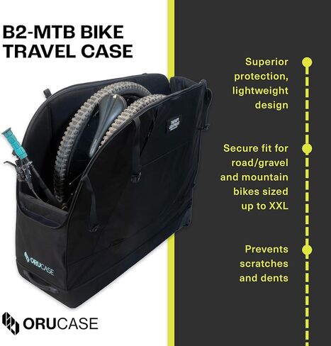 ORUCASE B2-MTB Bike Travel Case – Lightweight Airline-Friendly Rolling Bike Case with Foam Armor Protection, Wheels & Backpack Straps – Fits Most MTB, Gravel & Road Bikes in Saudi Arabia