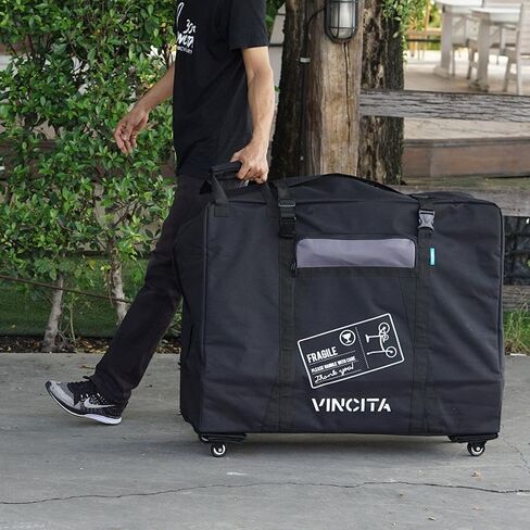 Vincita Soft Transport Bag for Folding Bikes with 4 Spinner Wheels – Travel Case Fits 20" Wheels – Padded Bicycle Carrier with Garment Storage in Saudi Arabia