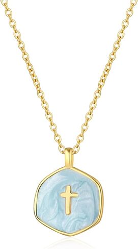 Small Cross Necklace for Women, Dainty 14K Gold Plated Cross Pendant Necklace, Everyday Simple Cross Charm Choker Minimalist Religious Jewelry Cute Trendy Gifts in Kuwait