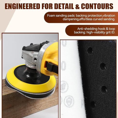 أقراص سنفرة رطبة وجافة مقاس 5 بوصات، 54 قطعة أقراص سنفرة زاوية مقاس 5 بوصة بخطاف وحلقة دعم مع 5/8-11 خيط لتلميع الخشب المعدني (220-5000 حبيبة) in Kuwait