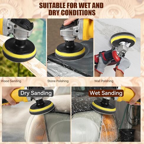 أقراص سنفرة رطبة وجافة مقاس 5 بوصات، 54 قطعة أقراص سنفرة زاوية مقاس 5 بوصة بخطاف وحلقة دعم مع 5/8-11 خيط لتلميع الخشب المعدني (220-5000 حبيبة) in Kuwait