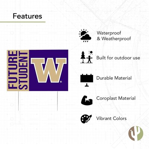 Desert Cactus University of Washington Huskies 12x18" New Student Celebration Yard Sign Outdoor Lawn Display with Stakes (Grad Sign 4) in Saudi Arabia