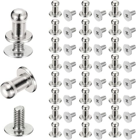 UPSTORE 50 Set 4mm Ball Head Stud Rivets Screw Back Round Head Button Nipple Rivet for Bag Belt Craft DIY Leather Decoration Silver Tone in Kuwait