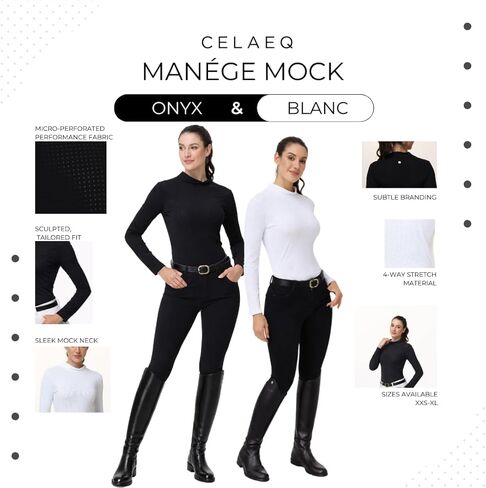 قميص ركوب الفروسية برقبة وهمية للنساء من Manege - طبقة أساسية للتدريب مثقوبة قابلة للتنفس لركوب الخيل in Kuwait