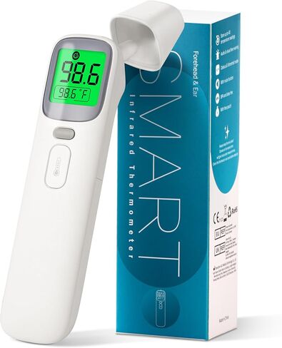 3-in-1 Ear and Forehead Thermometer for Adults Kids with Object Mode Accurate Digital Baby Thermometer Featuri ANG Fever Alarm LCD Screen Silent Mode with Storage Bag White in Saudi Arabia
