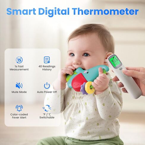 3-in-1 Ear and Forehead Thermometer for Adults Kids with Object Mode Accurate Digital Baby Thermometer Featuri ANG Fever Alarm LCD Screen Silent Mode with Storage Bag White in Saudi Arabia