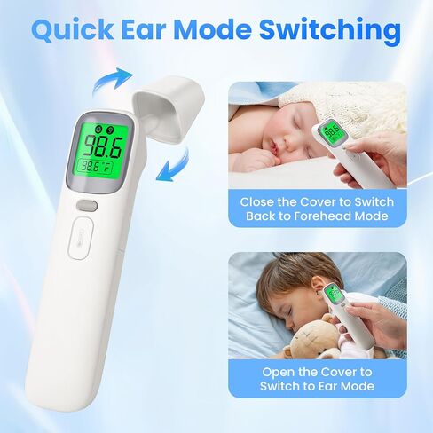 3-in-1 Ear and Forehead Thermometer for Adults Kids with Object Mode Accurate Digital Baby Thermometer Featuri ANG Fever Alarm LCD Screen Silent Mode with Storage Bag White in Saudi Arabia