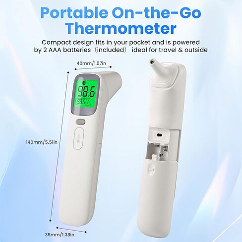3-in-1 Ear and Forehead Thermometer for Adults Kids with Object Mode Accurate Digital Baby Thermometer Featuri ANG Fever Alarm LCD Screen Silent Mode with Storage Bag White in Saudi Arabia