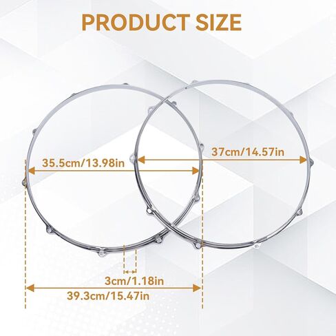 Lug Batter Hoop, 2Pcs 14in Alloy Snare Drum Hoop Set for Drummers, 10 Hole for Performance Travel in Saudi Arabia