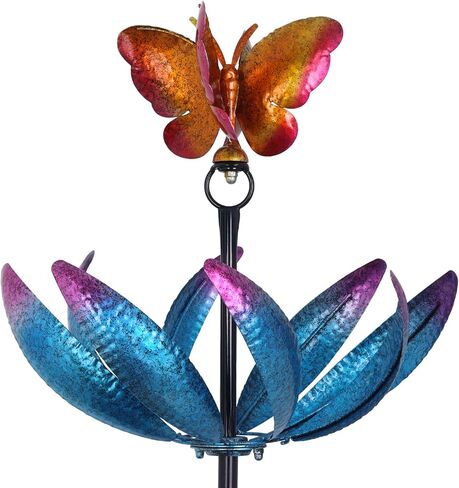 hogardeck Large Outdoor Wind Spinner, 93.3" Metal Tulip Wind Spinner with Stake, 360° Rotating Windmill Yard Art, Kinetic Wind Sculptures for Home Lawn Backyard Patio Garden Decor (Red, Golden) in Kuwait