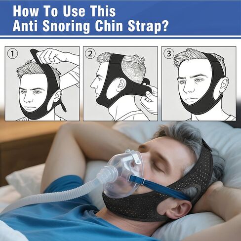 حزام الذقن للنوم، أجهزة فعالة لمكافحة الشخير، حزام الفك لتدفق الهواء لتوقف التنفس أثناء النوم مسامي ومريح، حزام ذقن قابل للتعديل مضاد للشخير للرجال والنساء - TGY in Kuwait