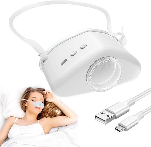 جهاز مضاد للشخير 4 في 1 مع رذاذ مرطب لطيف، مساعد على الشخير يمكن ارتداؤه مع تدفق هواء قابل للتعديل، دعم التنفس الليلي الخالي من الأدوية للهواء الجاف (أسود، m) in Kuwait