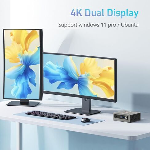 Touch Mini PC KN1 with Built-in Touchpad, N4000 8GB LPDDR4 RAM, 128GB eMMC, 4K Dual Display Desktop Computer for Home Office, BT 5.0/ WiFi 5/USB 3.0 in Kuwait