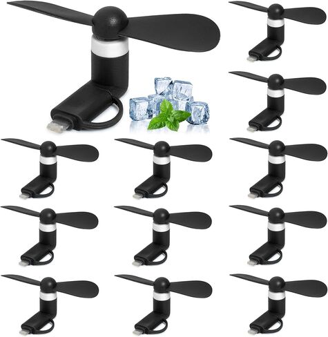 Mini Phone Fan 12 Pack ، 2-in-1 Fan متوافق مع iPhone و iPad و Android Smartphone و Tablet Fit لنوع C/Lightning Port Colorful and Strong Foll Accessors in Kuwait