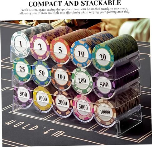 5 قطع من علبة شرائح البوكر، صينية شرائح البوكر البلاستيكية الشفافة مع غطاء، حقيبة عرض تخزين متعددة الاستخدام للمقامرة أو الحفلات أو المنزل in Kuwait