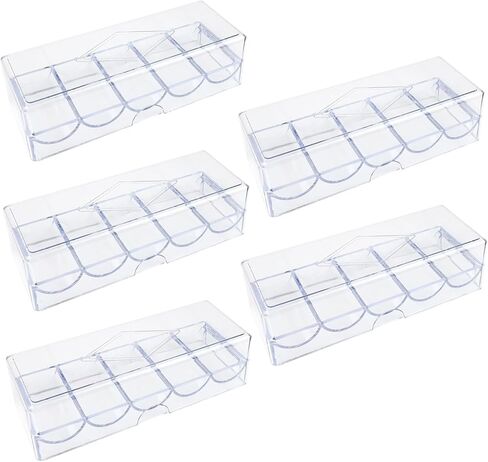 5 قطع من علبة شرائح البوكر، صينية شرائح البوكر البلاستيكية الشفافة مع غطاء، حقيبة عرض تخزين متعددة الاستخدام للمقامرة أو الحفلات أو المنزل in Kuwait