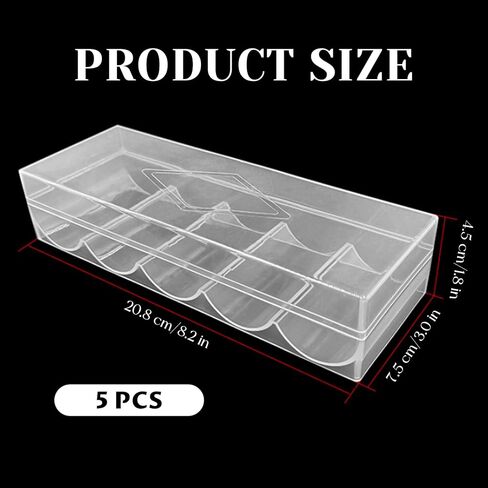 5 قطع من علبة شرائح البوكر، صينية شرائح البوكر البلاستيكية الشفافة مع غطاء، حقيبة عرض تخزين متعددة الاستخدام للمقامرة أو الحفلات أو المنزل in Kuwait