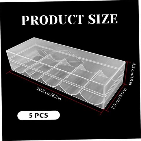 5 قطع من علبة شرائح البوكر، صينية شرائح البوكر البلاستيكية الشفافة مع غطاء، حقيبة عرض تخزين متعددة الاستخدام للمقامرة أو الحفلات أو المنزل in Kuwait