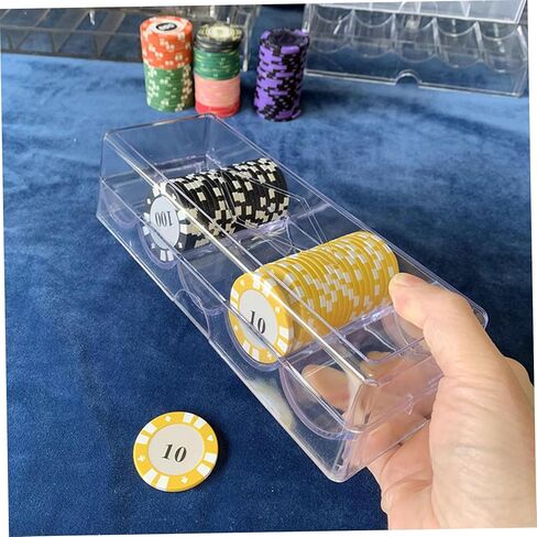 5 قطع من علبة شرائح البوكر، صينية شرائح البوكر البلاستيكية الشفافة مع غطاء، حقيبة عرض تخزين متعددة الاستخدام للمقامرة أو الحفلات أو المنزل in Kuwait