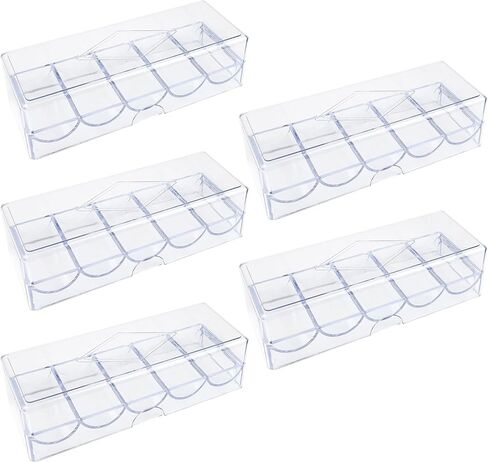 5 قطع من علبة شرائح البوكر، صينية شرائح البوكر البلاستيكية الشفافة مع غطاء، حقيبة عرض تخزين متعددة الاستخدام للمقامرة أو الحفلات أو المنزل in Kuwait