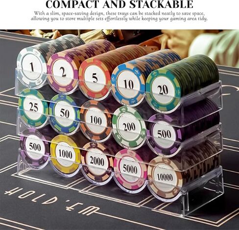 5 قطع من علبة شرائح البوكر، صينية شرائح البوكر البلاستيكية الشفافة مع غطاء، حقيبة عرض تخزين متعددة الاستخدام للمقامرة أو الحفلات أو المنزل in Kuwait