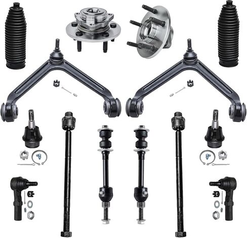 Detroit Axle - 2WD Front Enfens Supension Kit for 02-05 Dodge Ram 1500 ، 2002 2003 2004 ، 2005 ، محمل العجلات مراكز التحكم العليا في مفاصل الكرة السفلى قضبان التقييم أحذية البديل - 14 مساءً in Saudi Arabia