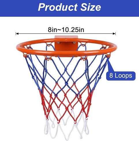 2 Pack Basketball Net Replacement, Basketball Net 8 Loops Indoor & Outdoor Basketballs Hoop Nets for Doors, Walls, Hoops, Easy Installation in Saudi Arabia