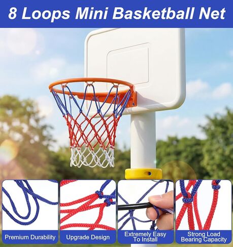 2 Pack Basketball Net Replacement, Basketball Net 8 Loops Indoor & Outdoor Basketballs Hoop Nets for Doors, Walls, Hoops, Easy Installation in Saudi Arabia