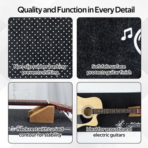 طقم حصيرة إصلاح الجيتار مع مسند للرقبة، وبساط عمل من اللباد، ولفاف سلسلة، وأدوات تلميع الحنق، وإكسسوارات التنظيف وأكياس التخزين - مجموعة صيانة كاملة للقيثارات الصوتية والكهربائية in Kuwait