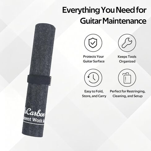 طقم حصيرة إصلاح الجيتار مع مسند للرقبة، وبساط عمل من اللباد، ولفاف سلسلة، وأدوات تلميع الحنق، وإكسسوارات التنظيف وأكياس التخزين - مجموعة صيانة كاملة للقيثارات الصوتية والكهربائية in Kuwait