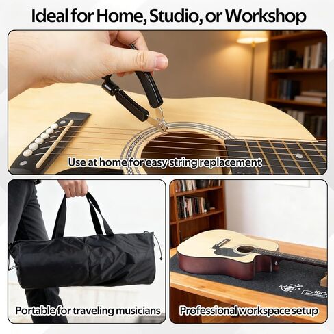 طقم حصيرة إصلاح الجيتار مع مسند للرقبة، وبساط عمل من اللباد، ولفاف سلسلة، وأدوات تلميع الحنق، وإكسسوارات التنظيف وأكياس التخزين - مجموعة صيانة كاملة للقيثارات الصوتية والكهربائية in Kuwait