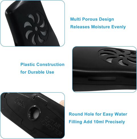 4 قطع من مرطب الجيتار الصوتي، أداة تشغيل صامتة لترطيب فتحة صوت الجيتار الأسود، أداة صيانة خزان الرطوبة لمنع التشقق/أصحاب الجيتار الصوتي in Kuwait