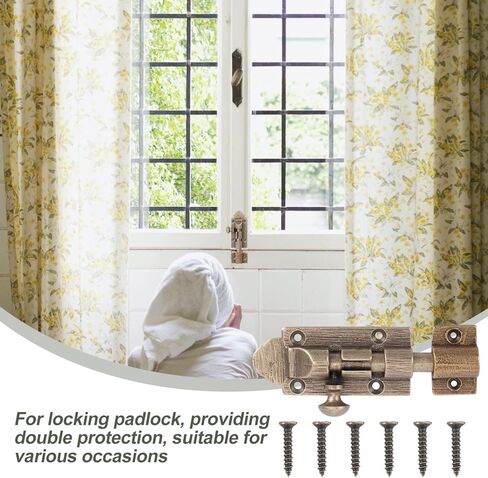 Door Locks, Slide Bolt Gate Latch Lock with Padlock Hole Heavy Duty Wood Doors Window(Brass,14cm) in Saudi Arabia