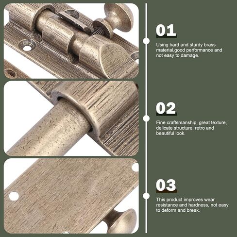 Door Locks, Slide Bolt Gate Latch Lock with Padlock Hole Heavy Duty Wood Doors Window(Brass,14cm) in Saudi Arabia