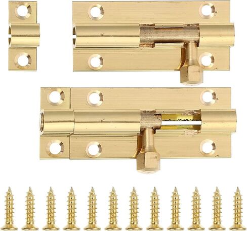 Sliding Door Lock, Bolt,2pcs Latch Copper Slide with Switch for Barn Chests Window(11.2X2CM) in Saudi Arabia