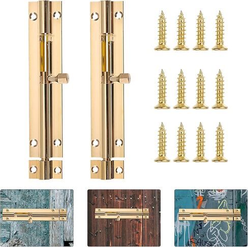 Sliding Door Lock, Bolt,2pcs Latch Copper Slide with Switch for Barn Chests Window(11.2X2CM) in Saudi Arabia