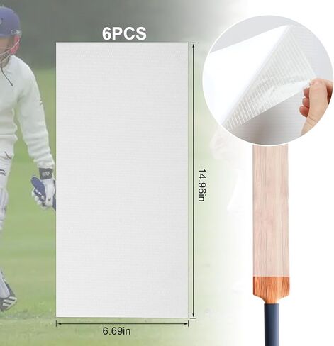 6 Pack Cricket Bat Protection Sheet, Transparent High Viscosity Fiberglass Cricket Bat Tape, Anti Scuff Sheet Tape Clear Face Cover for Cricket Bat Care in Kuwait