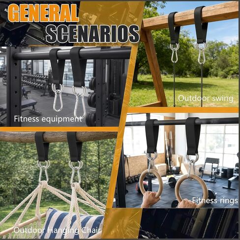 Heavy-Duty Suspension Straps with Carabiner - Versatile Hanging Kit for Fitness, Pull-Up Bar, Hammocks, and Outdoor Use, Supports up to 220lbs in Kuwait
