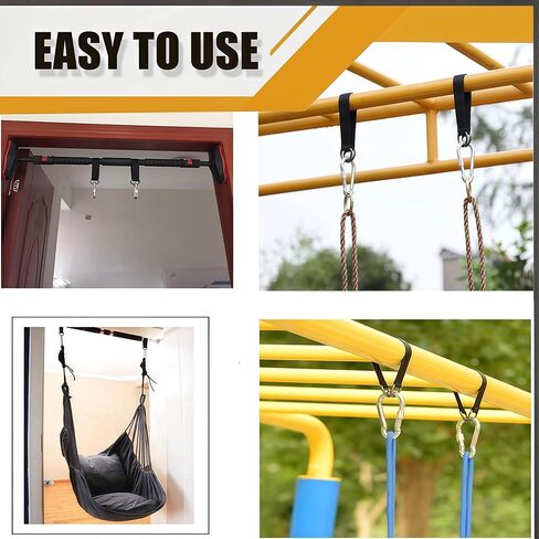 Heavy-Duty Suspension Straps with Carabiner - Versatile Hanging Kit for Fitness, Pull-Up Bar, Hammocks, and Outdoor Use, Supports up to 220lbs in Kuwait