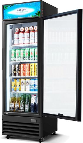 BODEGACOOLER Beverage Refrigerator and Cooler, Commercial Refrigerators with 4 shelves, Commercial Fridge with Soft LED Light. Merchandiser Refrigerators as Black Bar Cooler For Party, 9.0 Cu. Ft in Kuwait